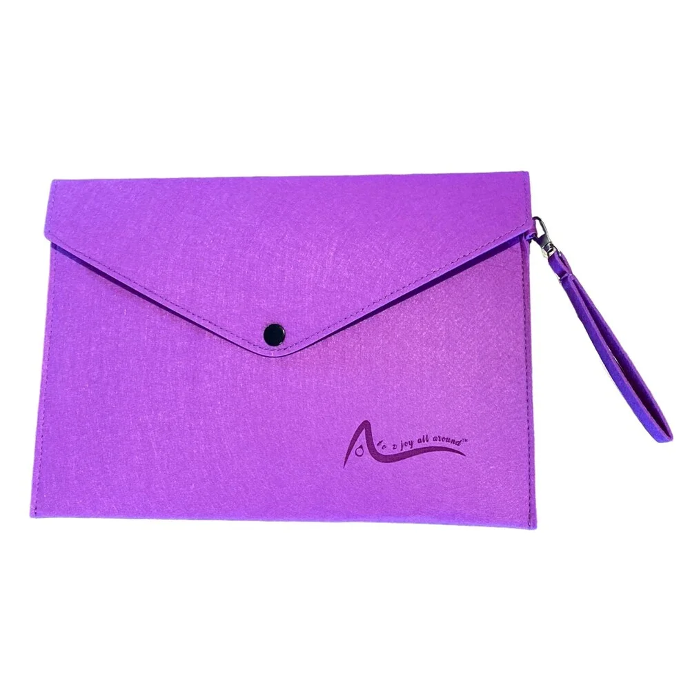 Felt File Folder, A4 Document Organizer with Button Closure